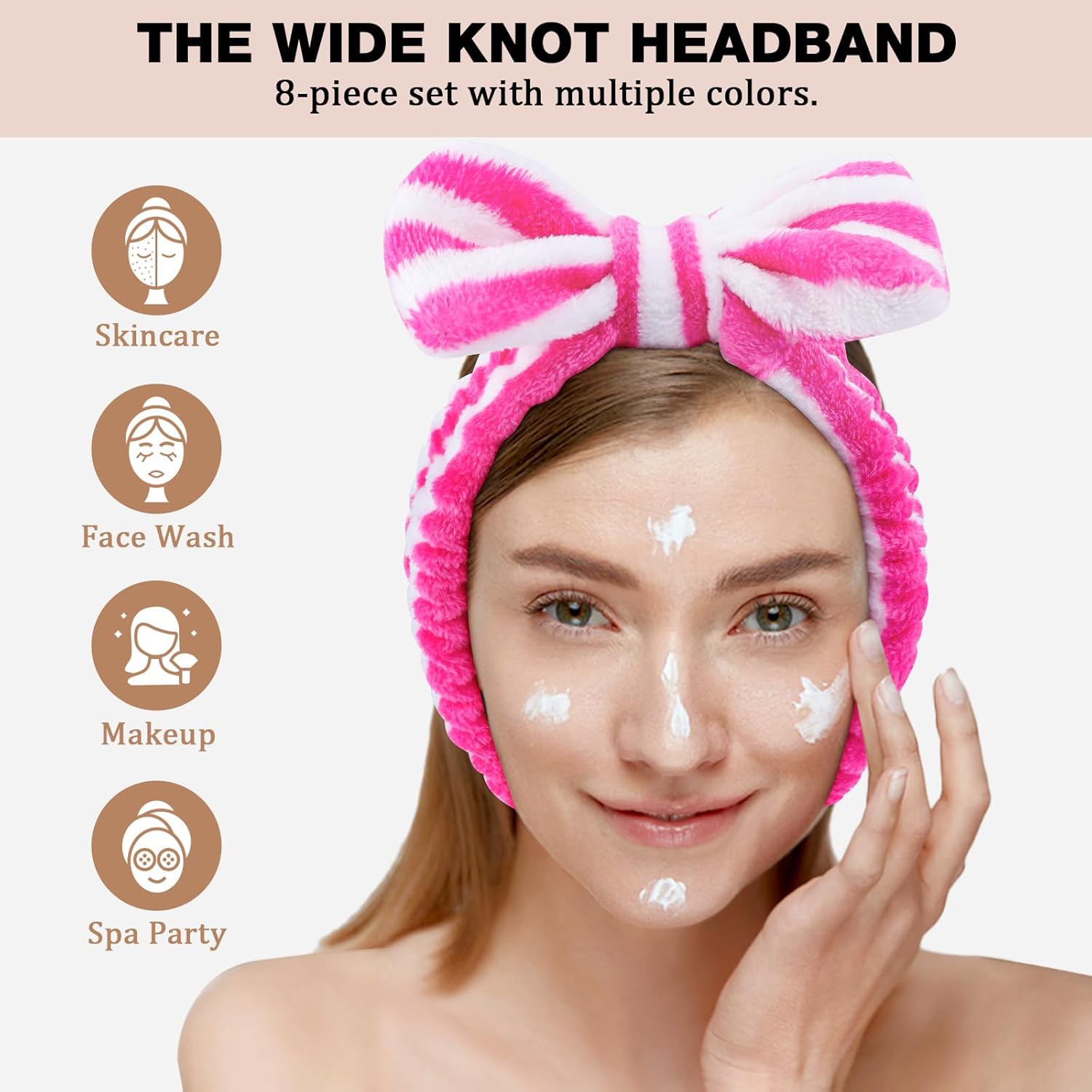 8pcs Spa Headband, Cute Small Bulk Gifts for Women, Stocking Stuffers for Teen Girls, Skincare Makeup Face Wash Headband, Hair Accessories, Birthday Party Favors Gift Basket Stuffers