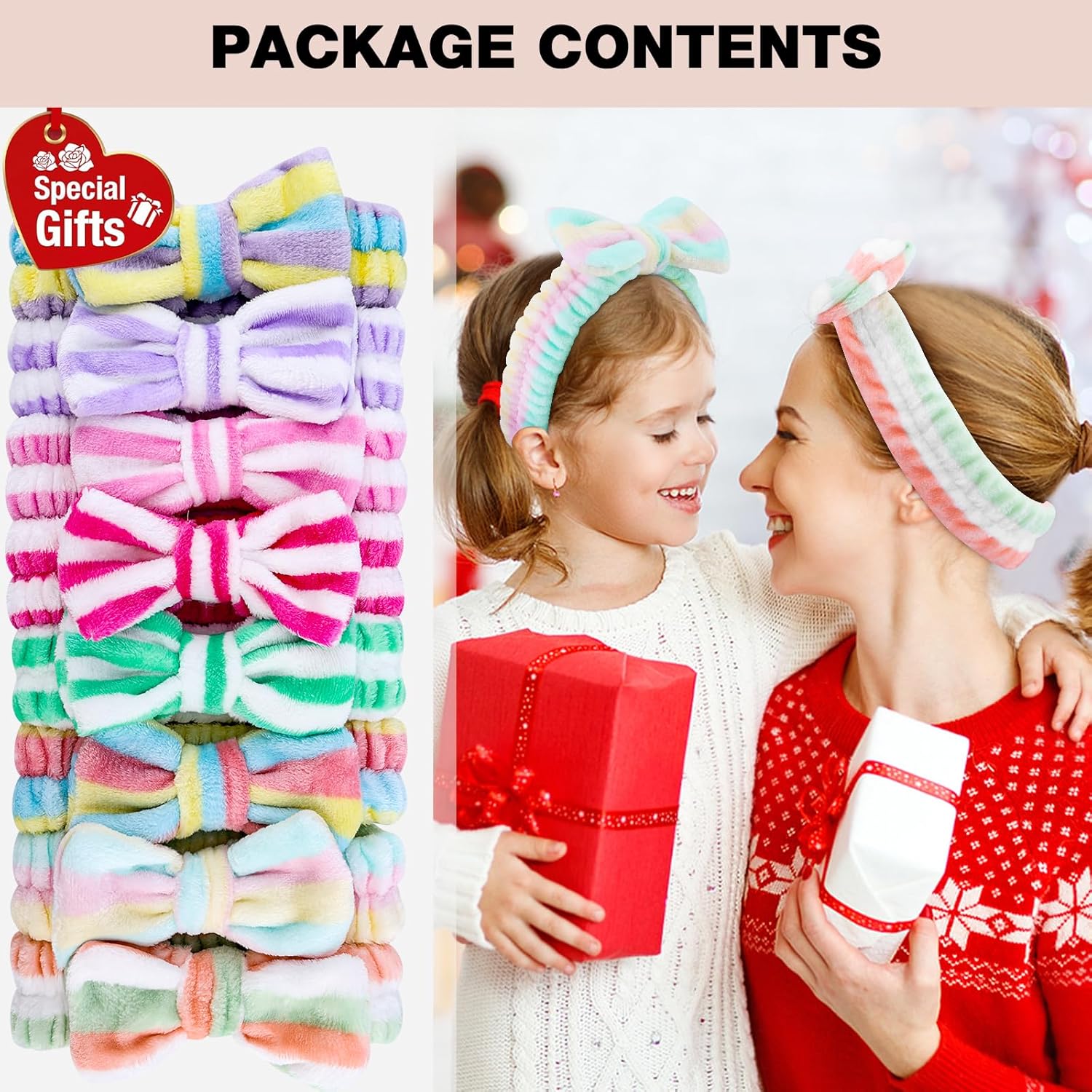8pcs Spa Headband, Cute Small Bulk Gifts for Women, Stocking Stuffers for Teen Girls, Skincare Makeup Face Wash Headband, Hair Accessories, Birthday Party Favors Gift Basket Stuffers